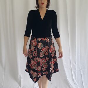 Y2K‎ Velvet and Satin Handkerchief Hem Dress